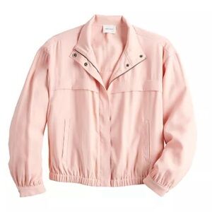 Nine West Drapey Bomber Women’s Lightweight Pink Jacket Size Small Rayon‎